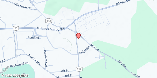 Map showing Kingdom Fellowship International at 3715 Rt. 112, Coram, NY