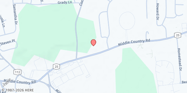 Map showing New Beginnings Christian Center at 241 Middle Country Rd, Coram, NY