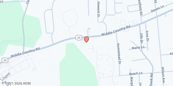 Map showing St. Francis Cabrini FP at 134 Middle Country Road, Coram, NY