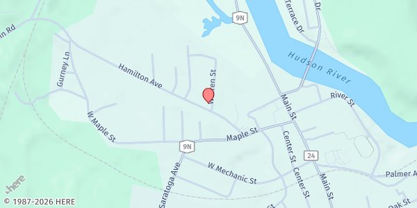 Map showing Corinth Senior Center at 22 Hamilton Avenue, Corinth, NY