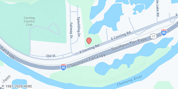 Map showing Corning Community Food Pantry at 11715 E. Corning Rd., Corning, NY