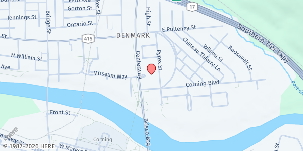 Map showing Corning Senior Center at 130 Center Way, Corning, NY