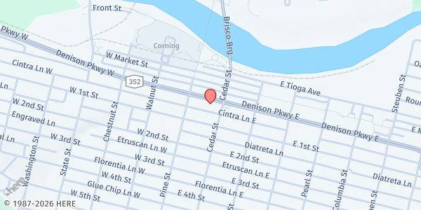 Map showing Salvation Army FP- Corning at 32 Denison Parkway East, Corning, NY