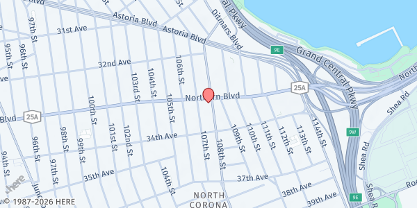 Map showing Elmcor Youth and Adult Activities, Inc.  at 33-16 108 Street, Corona, NY