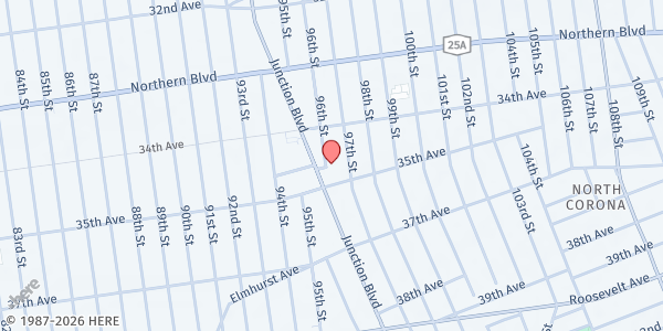 Map showing Iglesia Cristiana Evangelica CBO at 3435 96TH STREET, Corona, NY