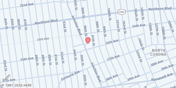 Map showing Iglesia Cristiana Evangelica CBO - Corona at 3435 96TH STREET, Corona, NY