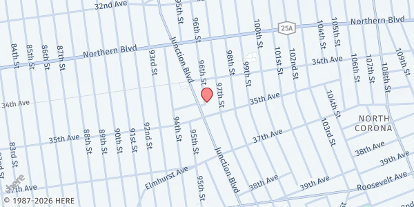 Map showing IGLESIA CRISTIANA EVANGELICA - Corona at 3435 96TH STREET, Corona, NY
