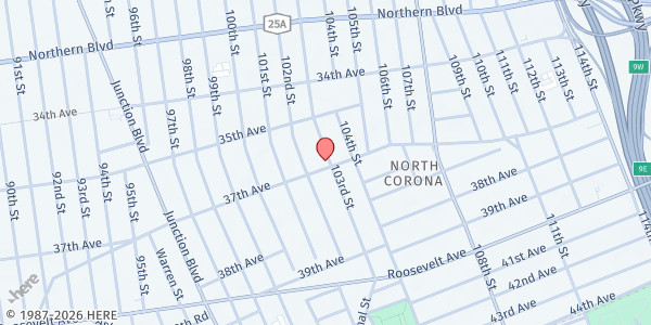 Map showing IGLESIA DISCIPULOS DE CRISTO at 102-19 37th Avenue, Corona, NY