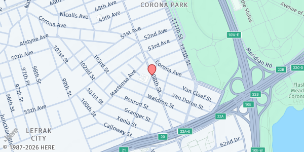 Map showing La Jornada, Esperanza Salud Y Bienestar - Corona at 108th Street, Corona, NY