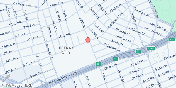 Map showing Lefrak City - Former Chase Bank at 57-02 99th Street, Corona, NY