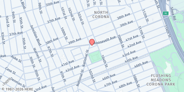 Map showing PHS Corona WIC at 103-24 Roosevelt Ave - Third Floor, Corona, NY