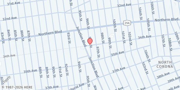 Map showing Wesleyan Jerusalem Church at 3435 96th Street, Corona, NY