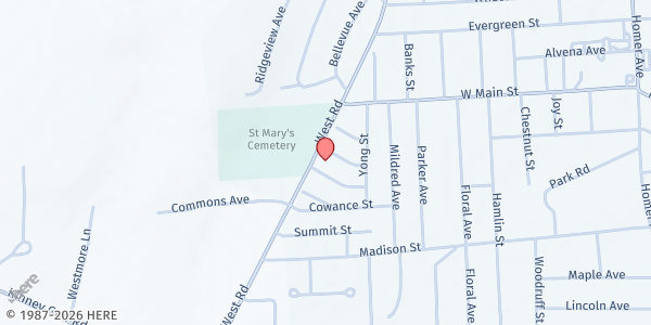 Map showing Bible Baptist Church at 15 West Road, Cortland, NY