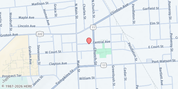 Map showing Catholic Charities Cortland Community Food Pantry at 37 Central Ave, Cortland, NY