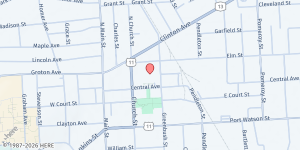Map showing Cortland County Food Stamps Office at 60 Central Ave, Cortland, NY