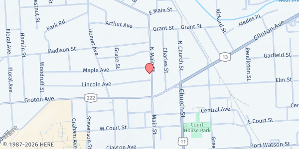 Map showing Cortland County Healthy Families at 28 N Main St, Cortland, NY