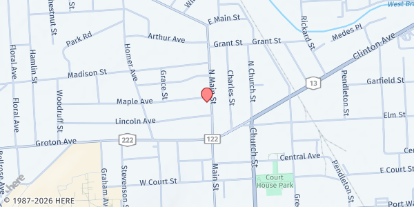 Map showing Cortland County WIC at 32 N Main St, Cortland, NY