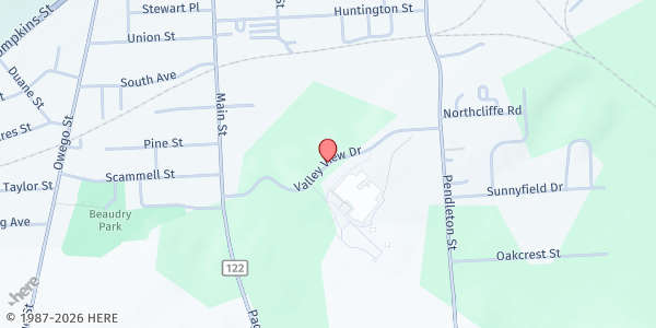 Map showing Cortland Junior Senior High School at 8 Valley View Dr, Cortland, NY