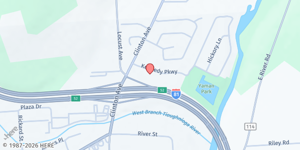 Map showing Seven Valleys Health Coalition at 10 Kennedy Pkwy, Cortland, NY