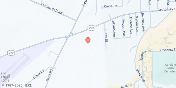 Map showing The Chapel NY - Parking Lot at 1118 NY-222, Cortland, NY