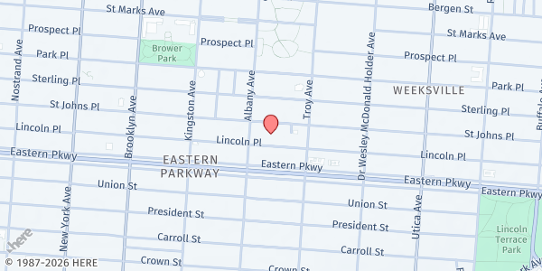 Map showing Bethany United Methodist Church at 1208 Saint Johns Place, Crown Heights, NY
