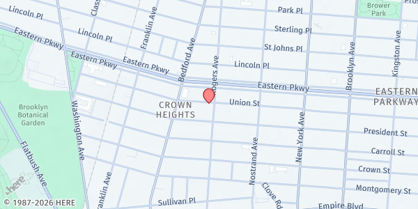 Map showing Brooklyn Community Fridges - Crown Heights at 1148 Union Street, Crown Heights, NY