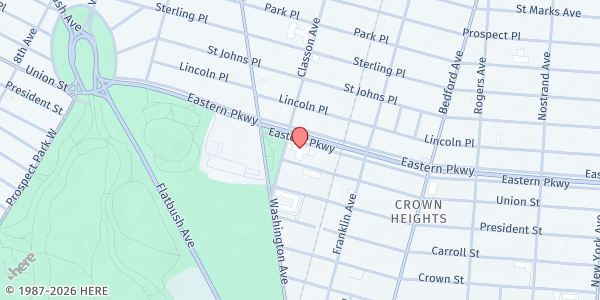 Map showing St. Francis de Sales School for the Deaf at 260 Eastern Parkway, Crown Heights, NY