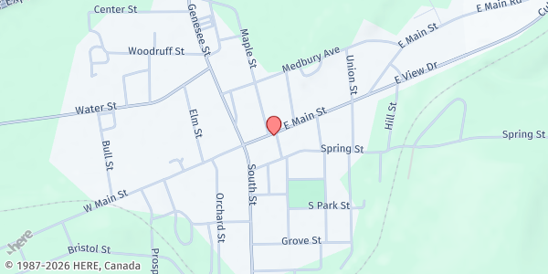 Map showing Cuba Cultural Center, Inc Food Pantry at 38 East Main Street, Cuba, NY