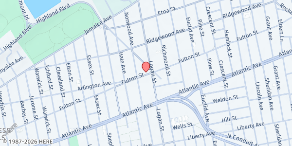 Map showing Iglesia Cristiana Pentecostal La Hermosa at 3161 Fulton Street, Cypress Hills, NY