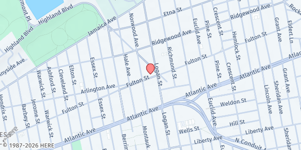 Map showing Iglesia Pentacostal La Hermosa at 3161 Fulton Street, Cypress Hills, NY