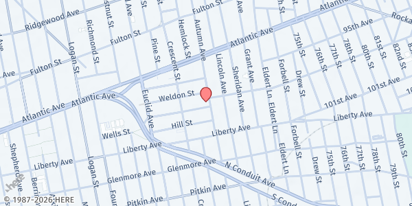 Map showing Masjid Abaidah at 402 Autumn Avenue, Cypress Hills, NY