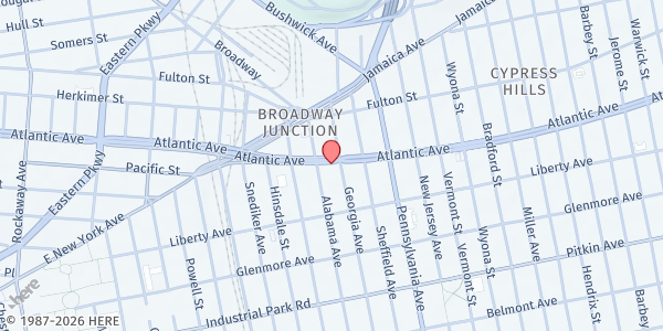 Map showing Unity Fellowship Of Christ Church-nyc Food Pantry at 2578 Atlantic Avenue, Cypress Hills, NY