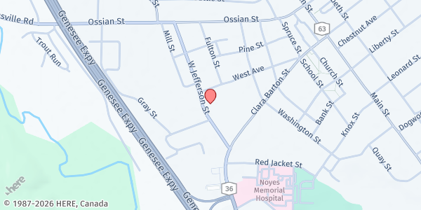 Map showing Dansville Food Pantry - Foursquare Church at 49 West Avenue, Dansville, NY