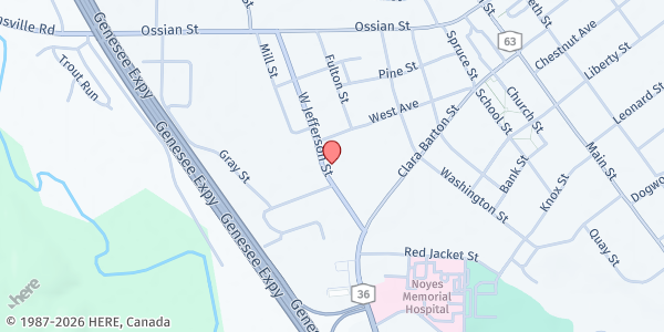 Map showing Dansville Food Pantry - Foursquare Church at 49 West Avenue, Dansville, NY