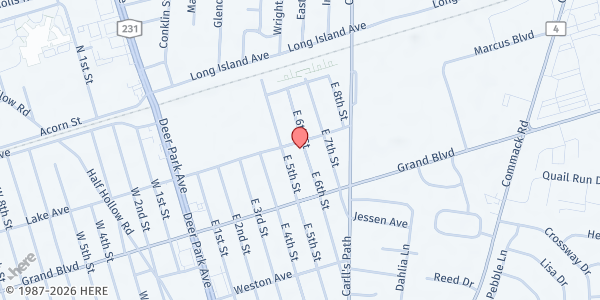 Map showing Deer Park Library at 44 Lake Avenue, Deer Park, NY