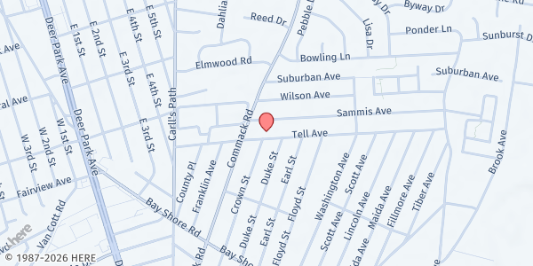 Map showing God's Provision 17 at 87 Tell Ave, Deer Park, NY