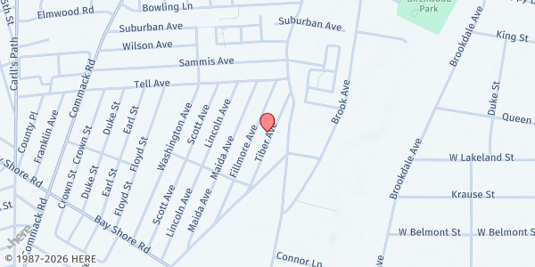 Map showing HOPE COMMUNITY MINISTRIES INC at 64 Tiber Ave, Deer Park, NY