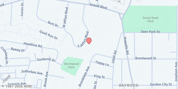 Map showing R.P.P.T. Ministries Church at 66 E. Jefryn Blvd Unit 4, Deer Park, NY