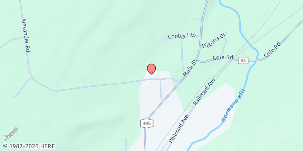Map showing Our Lady of Fatima Food Pantry at 1735 Alexander Road, Delanson, NY