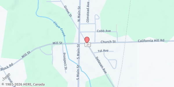 Map showing DELEVAN COMMUNITY FOOD PANTRY at 21 DELEVAN AVENUE, DELEVAN, NY