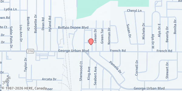 Map showing ST. MARTHA'S PANTRY at 10 French Road, Depew, NY