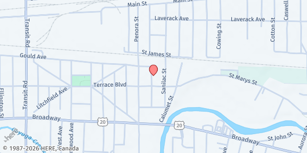Map showing TRI COMMUNITY FOOD PANTRY - Depew at 85 Manitou Street, DEPEW, NY