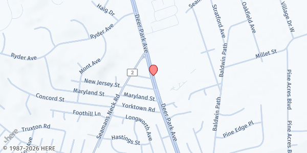 Map showing Upper Room Christian World Center at 722 Deer Park Ave., Dix Hills, NY