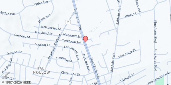 Map showing Upper Room Ministries at 722 Deer Park Rd, Dix Hills, NY