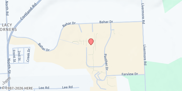 Map showing Tompkins Cortland Community College Food Pantry at 170 North St. Rm 114, Dryden, NY