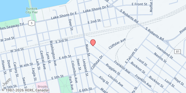Map showing Dunkirk Senior Center at 45 Cliffstar Court, Dunkirk, NY