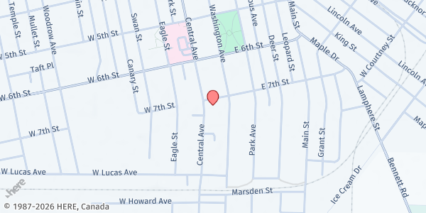 Map showing SALVATION ARMY - DUNKIRK Mobile Food Pantry at 704 CENTRAL AVENUE, DUNKIRK, NY