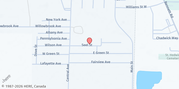 Map showing Taste of africa at 35 Seel St, Dunkirk, NY