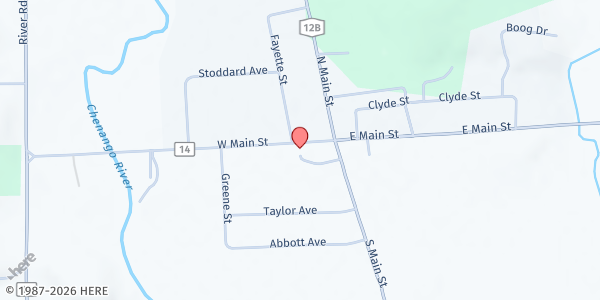 Map showing Earlville Food Cupboard at 9 West Main Street, Earlville, NY