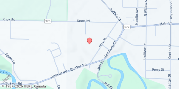 Map showing East Aurora Saturday Farmers' Market at 115 Riley St, East Aurora, NY